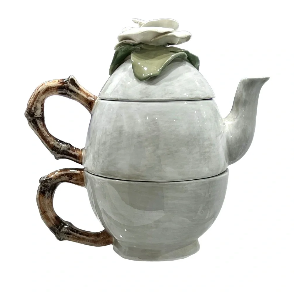 STUDIO B CERAMIC 3 PIECE CERAMIC STACKING TEAPOT